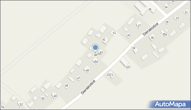 Sierakośce, Sierakośce, 44, mapa Sierakośce