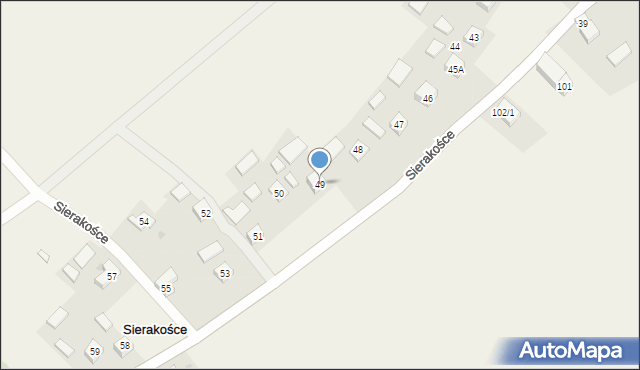 Sierakośce, Sierakośce, 49, mapa Sierakośce