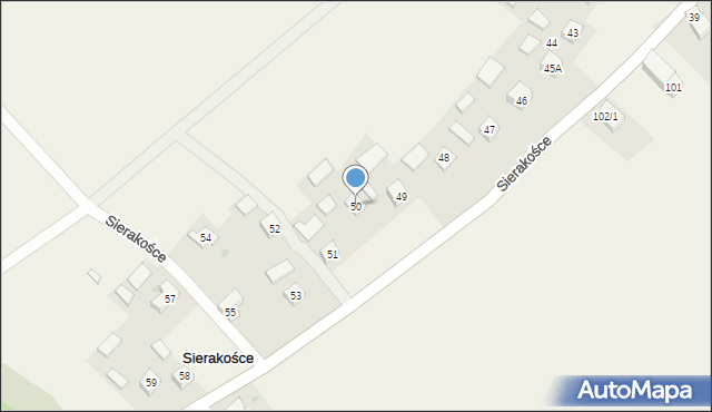 Sierakośce, Sierakośce, 50, mapa Sierakośce