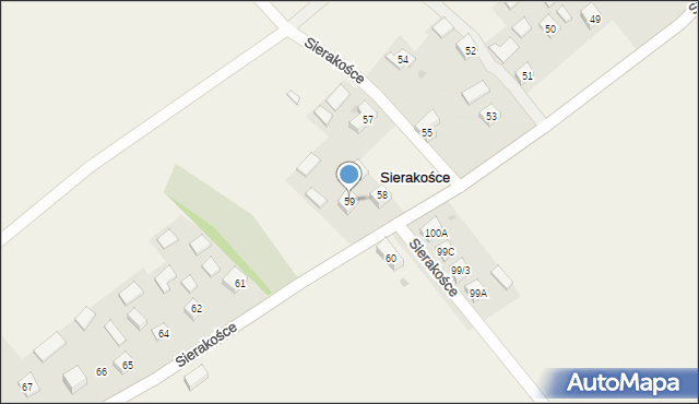 Sierakośce, Sierakośce, 59, mapa Sierakośce