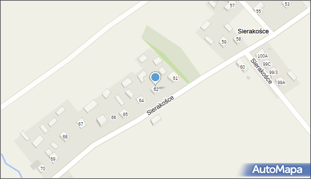 Sierakośce, Sierakośce, 62, mapa Sierakośce