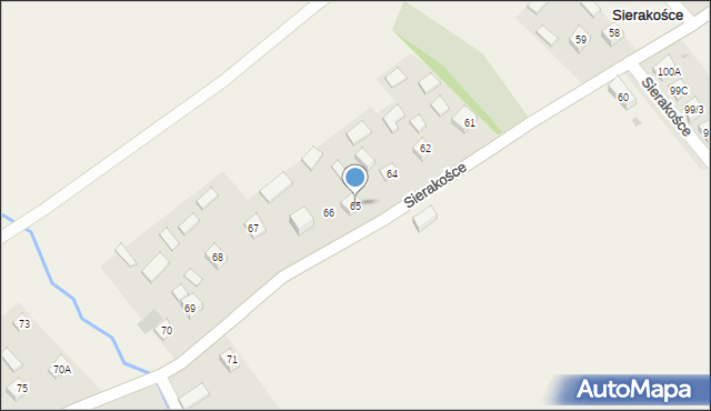 Sierakośce, Sierakośce, 65, mapa Sierakośce