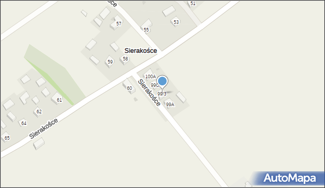 Sierakośce, Sierakośce, 99/3, mapa Sierakośce