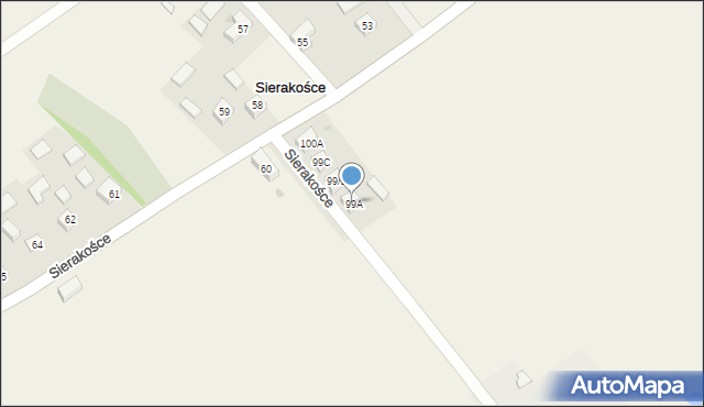 Sierakośce, Sierakośce, 99A, mapa Sierakośce