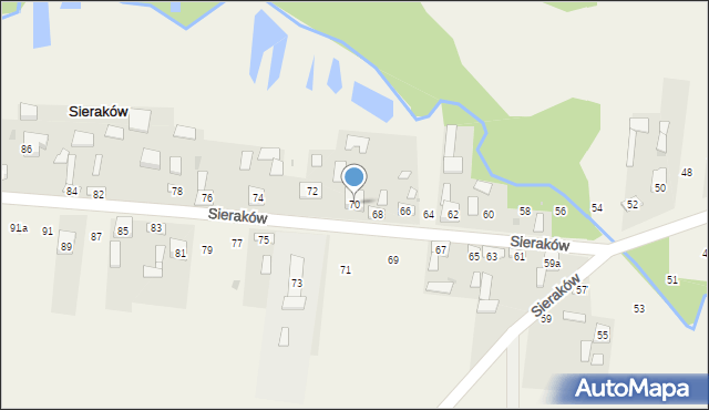 Sieraków, Sieraków, 70, mapa Sieraków