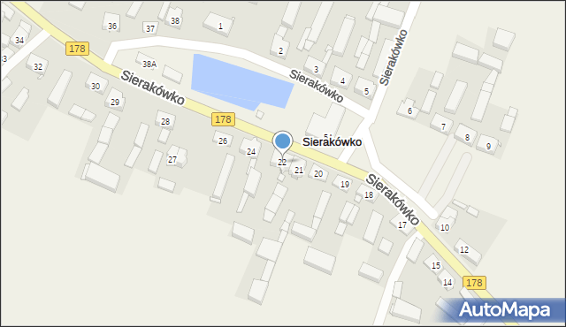 Sierakówko, Sierakówko, 22, mapa Sierakówko
