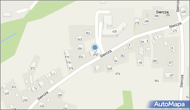 Siercza, Siercza, 374, mapa Siercza