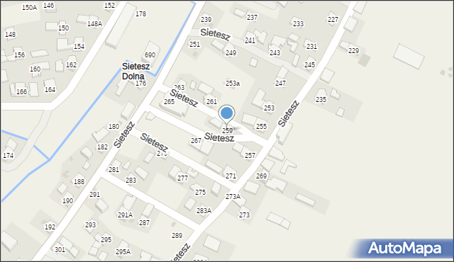 Sietesz, Sietesz, 259, mapa Sietesz