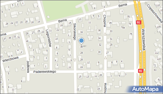 Siewierz, Sikorskiego Władysława, gen., 30, mapa Siewierz