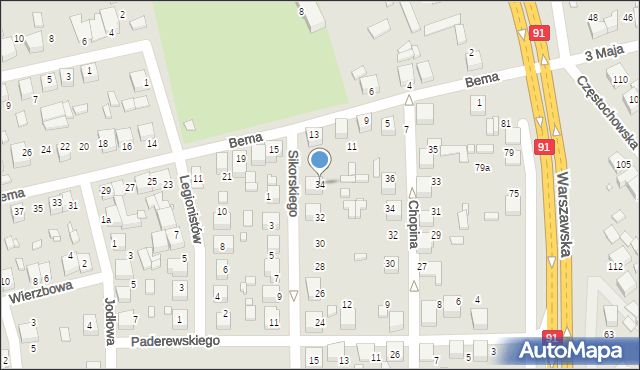 Siewierz, Sikorskiego Władysława, gen., 34, mapa Siewierz