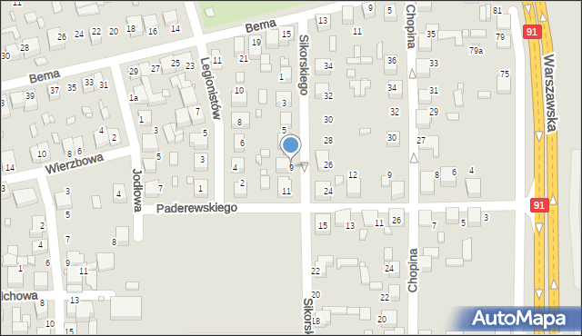 Siewierz, Sikorskiego Władysława, gen., 9, mapa Siewierz