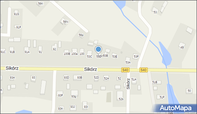 Sikórz, Sikórz, 53D, mapa Sikórz