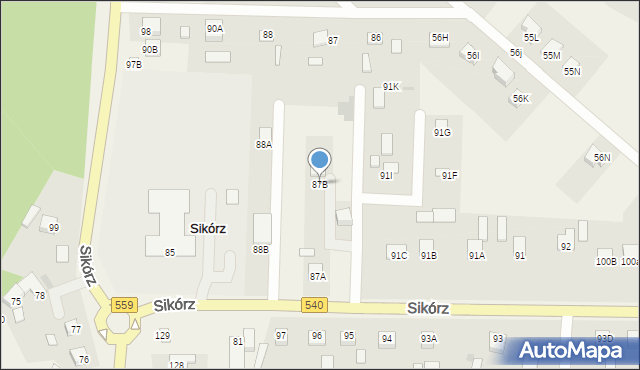 Sikórz, Sikórz, 87B, mapa Sikórz