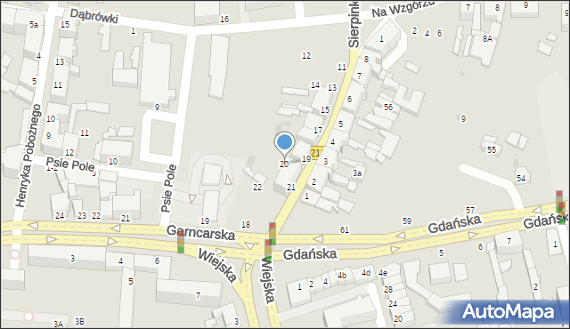 Słupsk, Sierpinka, 20, mapa Słupska