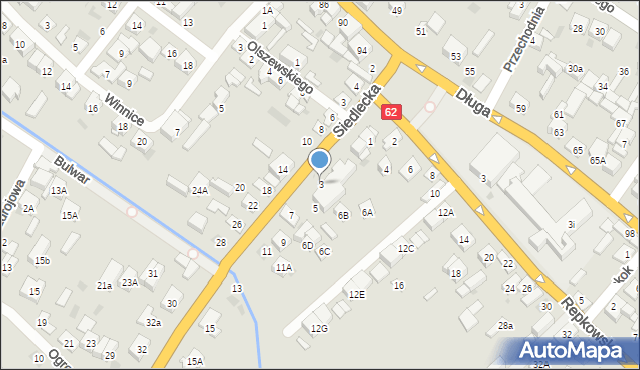 Sokołów Podlaski, Siedlecka, 3, mapa Sokołów Podlaski