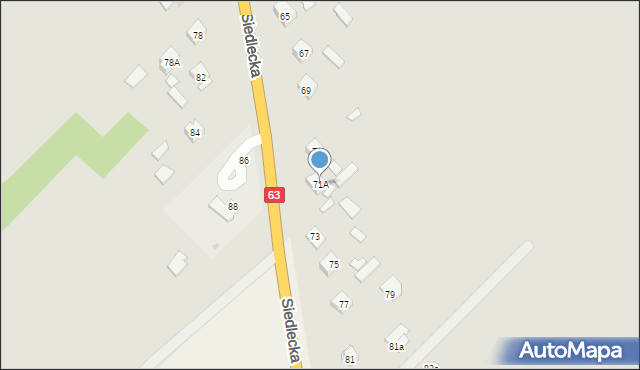 Sokołów Podlaski, Siedlecka, 71A, mapa Sokołów Podlaski