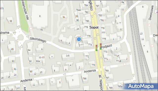 Sopot, Sikorskiego Władysława, gen., 2, mapa Sopotu