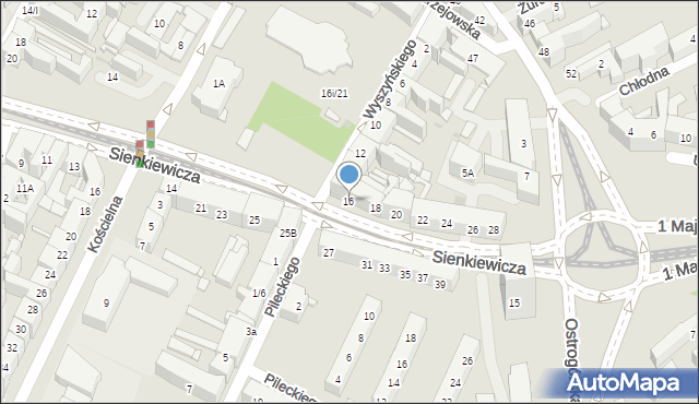 Sosnowiec, Sienkiewicza Henryka, 16, mapa Sosnowca