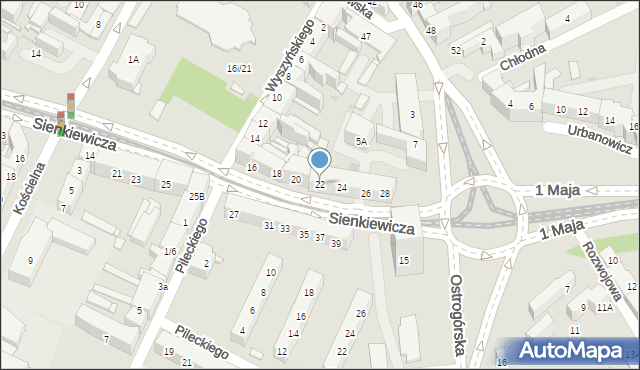 Sosnowiec, Sienkiewicza Henryka, 22, mapa Sosnowca