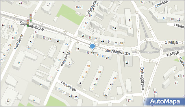 Sosnowiec, Sienkiewicza Henryka, 33, mapa Sosnowca
