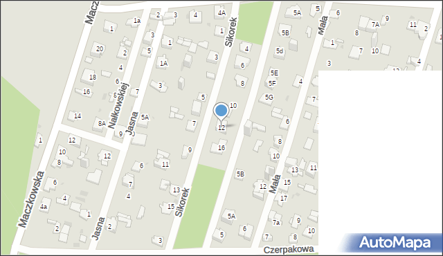 Sosnowiec, Sikorek, 12, mapa Sosnowca