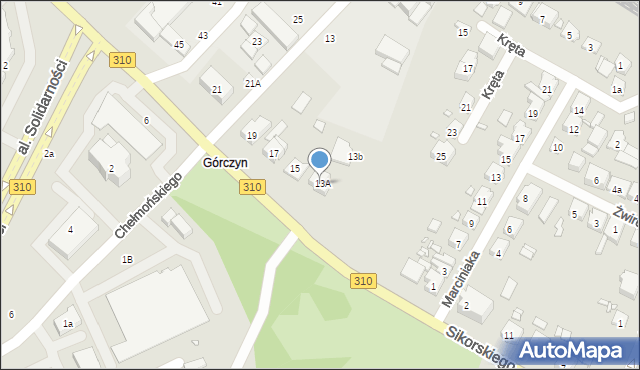 Śrem, Sikorskiego Władysława, gen., 13A, mapa Śrem