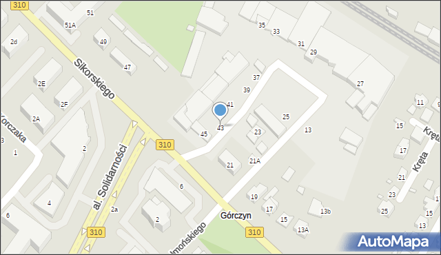 Śrem, Sikorskiego Władysława, gen., 43, mapa Śrem