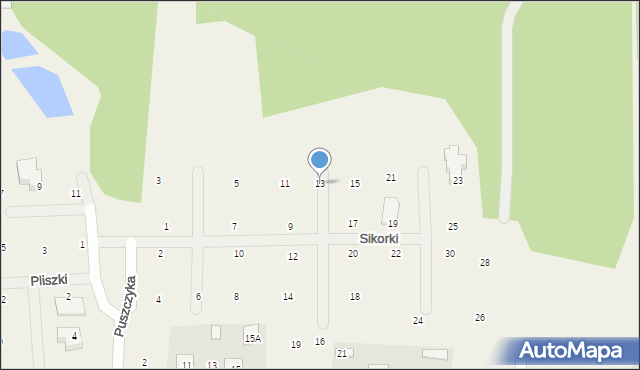Stara Wieś, Sikorki, 13, mapa Stara Wieś