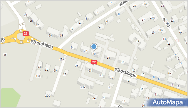 Starogard Gdański, Sikorskiego Władysława, gen., 20, mapa Starogard Gdański