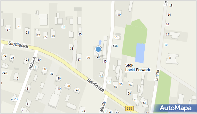 Stok Lacki-Folwark, Siedlecka, 41, mapa Stok Lacki-Folwark
