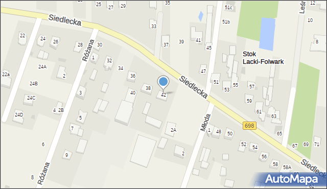 Stok Lacki-Folwark, Siedlecka, 42, mapa Stok Lacki-Folwark