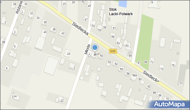 Stok Lacki-Folwark, Siedlecka, 48, mapa Stok Lacki-Folwark