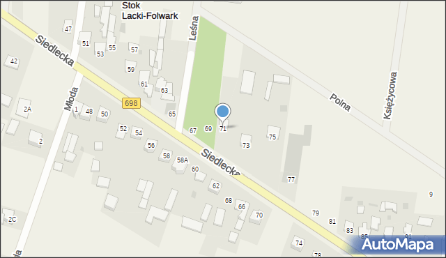 Stok Lacki-Folwark, Siedlecka, 71, mapa Stok Lacki-Folwark