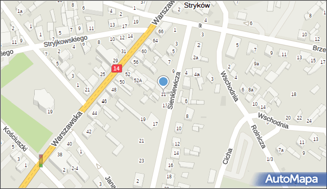 Stryków, Sienkiewicza Henryka, 11, mapa Stryków