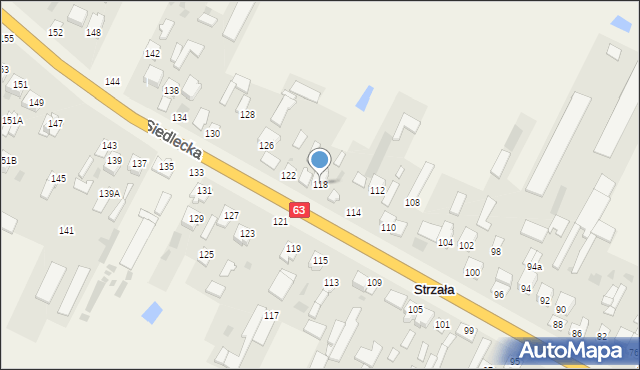 Strzała, Siedlecka, 118, mapa Strzała
