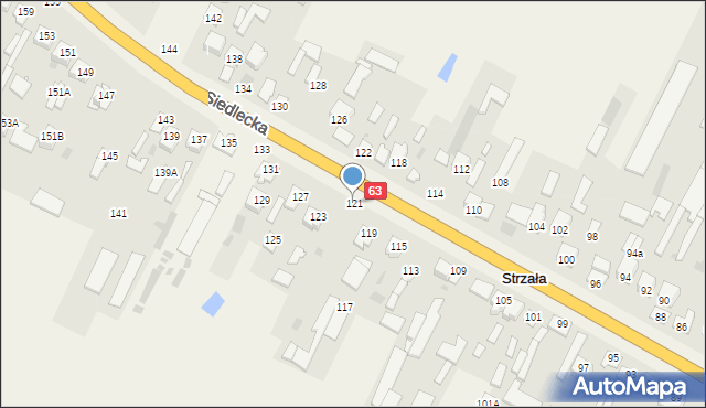 Strzała, Siedlecka, 121, mapa Strzała