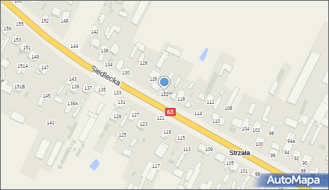 Strzała, Siedlecka, 122, mapa Strzała
