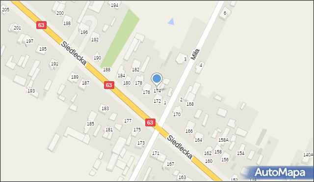 Strzała, Siedlecka, 174, mapa Strzała