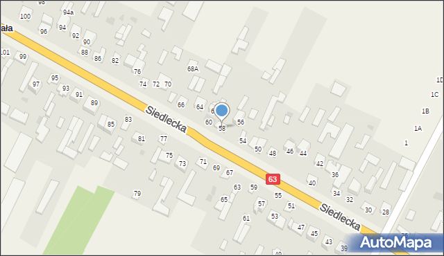 Strzała, Siedlecka, 58, mapa Strzała