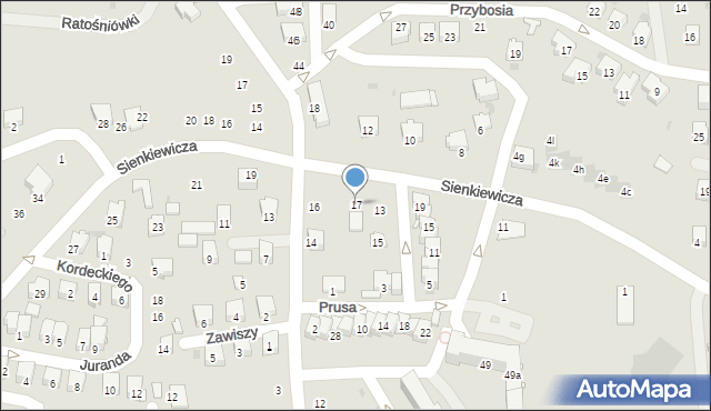 Strzyżów, Sienkiewicza Henryka, 17, mapa Strzyżów