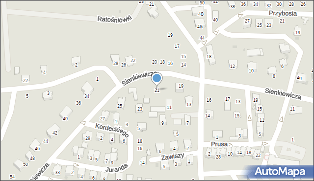 Strzyżów, Sienkiewicza Henryka, 21, mapa Strzyżów