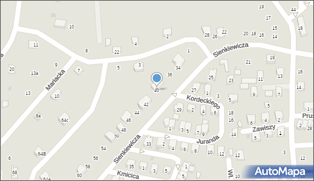 Strzyżów, Sienkiewicza Henryka, 40, mapa Strzyżów