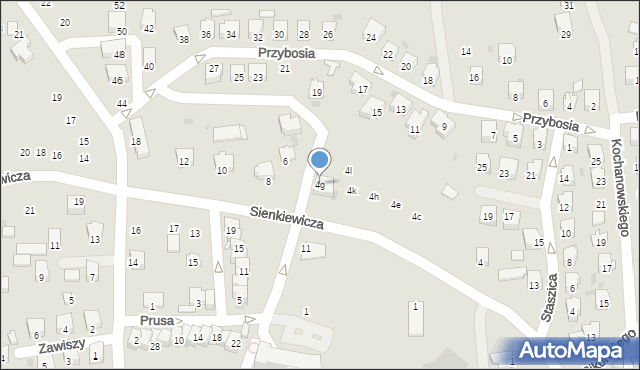 Strzyżów, Sienkiewicza Henryka, 4g, mapa Strzyżów