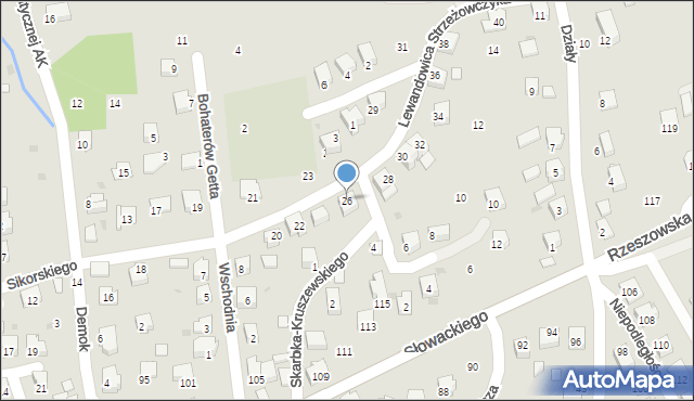 Strzyżów, Sikorskiego Władysława, gen., 26, mapa Strzyżów