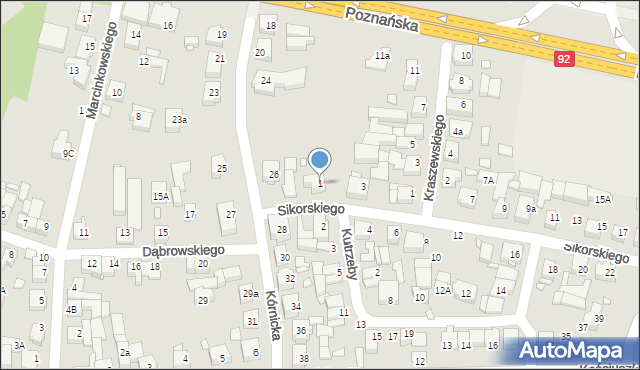 Swarzędz, Sikorskiego Władysława, gen., 1, mapa Swarzędz