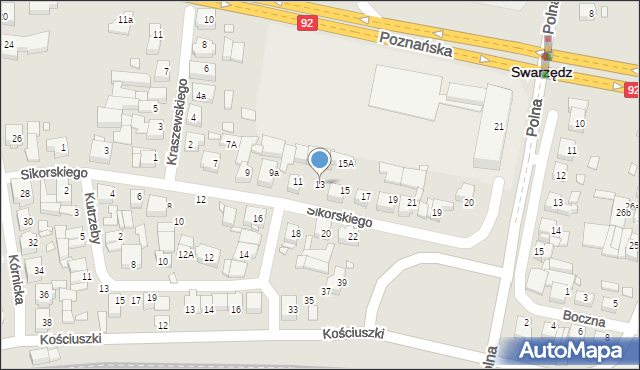 Swarzędz, Sikorskiego Władysława, gen., 13, mapa Swarzędz