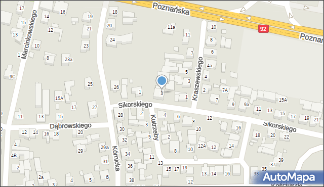 Swarzędz, Sikorskiego Władysława, gen., 3, mapa Swarzędz