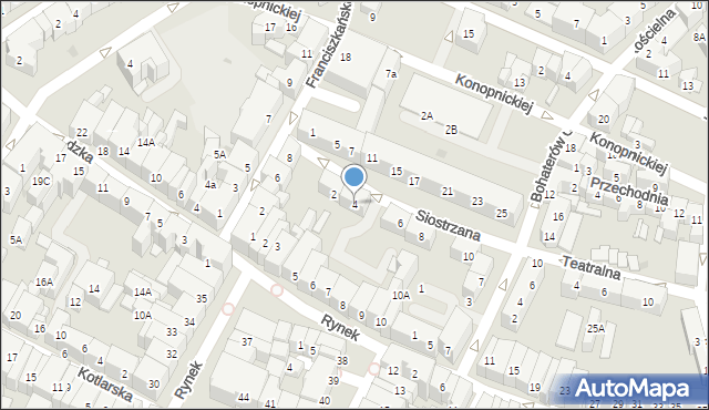 Świdnica, Siostrzana, 4, mapa Świdnicy