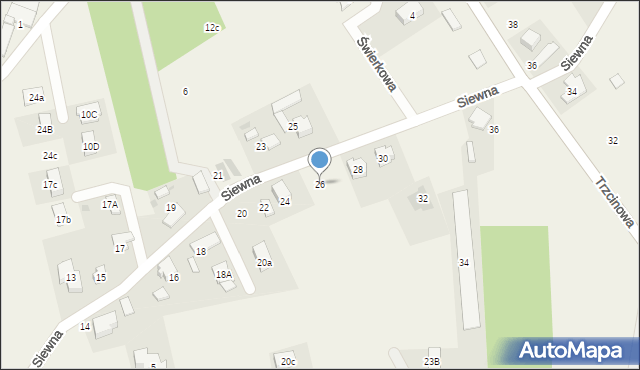 Świerczyniec, Siewna, 26, mapa Świerczyniec