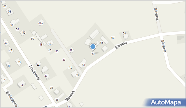 Świerczyniec, Siewna, 53, mapa Świerczyniec